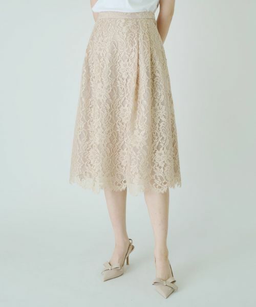 Leilian PLUS HOUSE / レリアンプラスハウス ミニ・ひざ丈スカート | フラワーレースミディ丈スカート【BOURGE】 | 詳細4