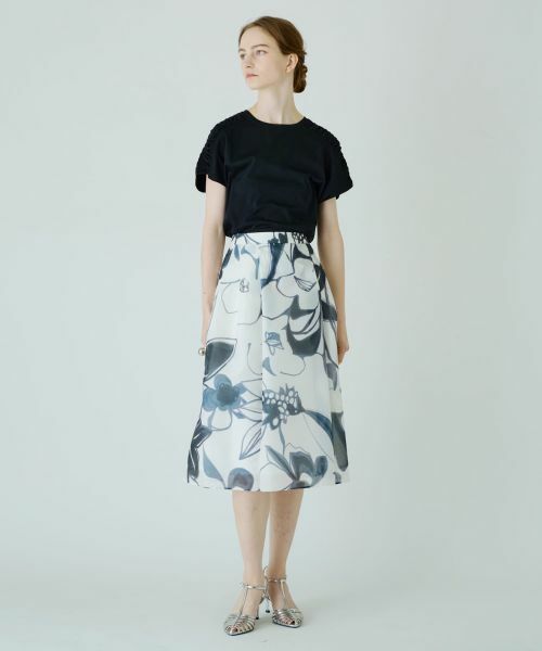 Leilian PLUS HOUSE / レリアンプラスハウス ミニ・ひざ丈スカート | 大花スカート【BOURGE】 | 詳細14