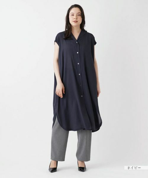 Leilian PLUS HOUSE / レリアンプラスハウス シャツ・ブラウス | 前あきロングブラウス【プラス企画】 | 詳細1