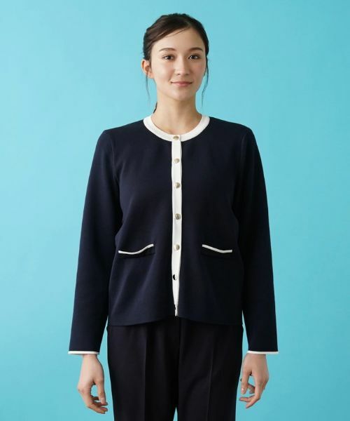 Leilian PLUS HOUSE / レリアンプラスハウス カーディガン・ボレロ | バイカラーニットカーディガン | 詳細4