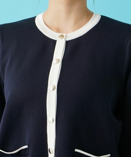 Leilian PLUS HOUSE / レリアンプラスハウス カーディガン・ボレロ | バイカラーニットカーディガン | 詳細7