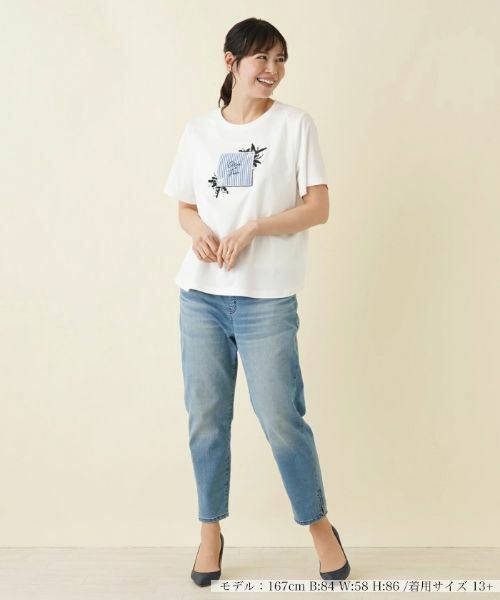 Leilian PLUS HOUSE / レリアンプラスハウス Tシャツ | 【店舗人気】洗えるパッチワークＴシャツ | 詳細1