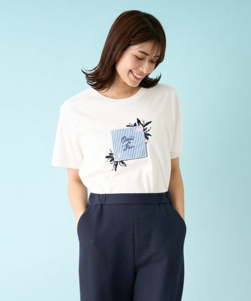 Leilian PLUS HOUSE / レリアンプラスハウス Tシャツ | 【店舗人気】洗えるパッチワークＴシャツ | 詳細20