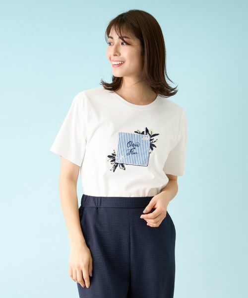 Leilian PLUS HOUSE / レリアンプラスハウス Tシャツ | 【店舗人気】洗えるパッチワークＴシャツ | 詳細22