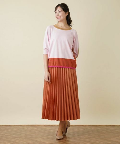 Leilian PLUS HOUSE / レリアンプラスハウス ニット・セーター | カラーブロッキングニットプルオーバー | 詳細1