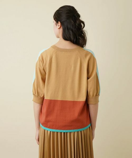 Leilian PLUS HOUSE / レリアンプラスハウス ニット・セーター | カラーブロッキングニットプルオーバー | 詳細10