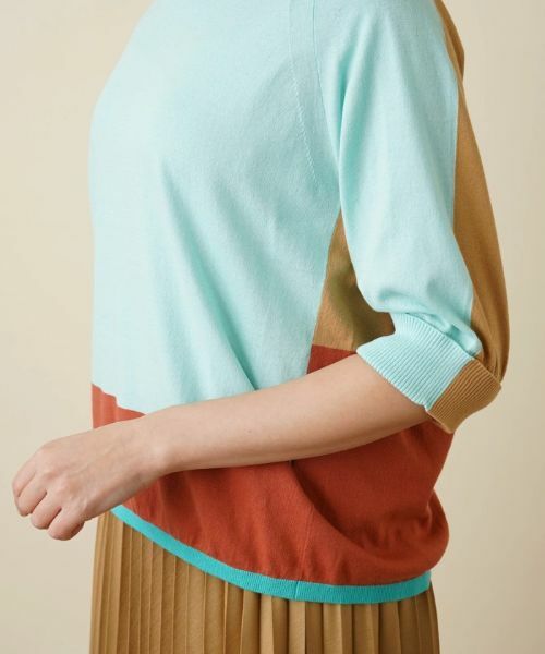 Leilian PLUS HOUSE / レリアンプラスハウス ニット・セーター | カラーブロッキングニットプルオーバー | 詳細13