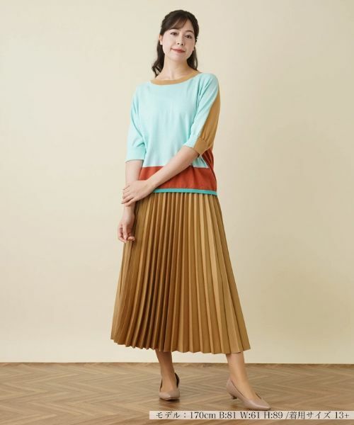 Leilian PLUS HOUSE / レリアンプラスハウス ニット・セーター | カラーブロッキングニットプルオーバー | 詳細5