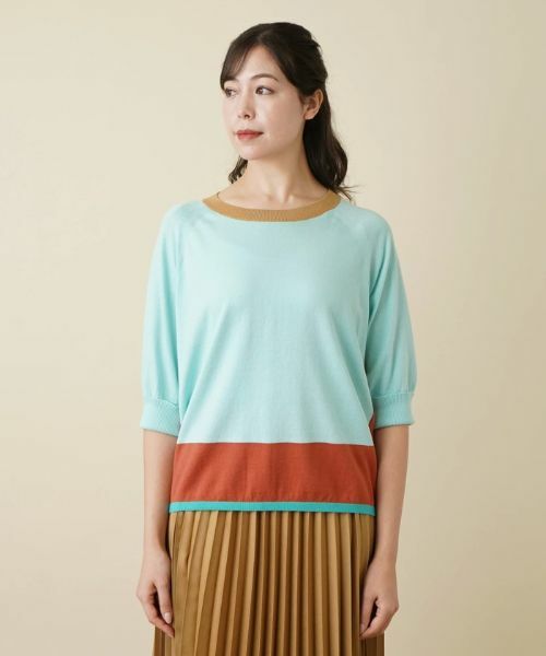 Leilian PLUS HOUSE / レリアンプラスハウス ニット・セーター | カラーブロッキングニットプルオーバー | 詳細8