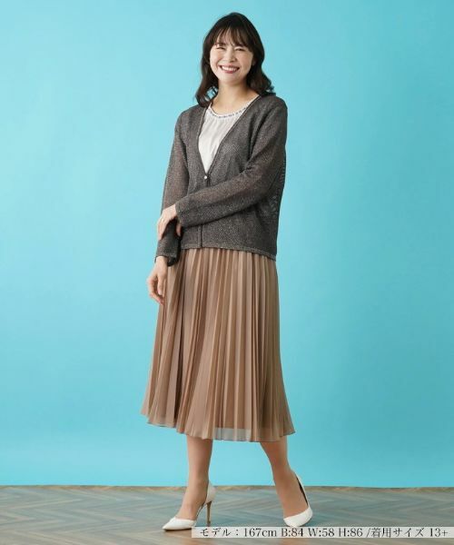 Leilian PLUS HOUSE / レリアンプラスハウス カーディガン・ボレロ | メッシュカーディガン | 詳細1