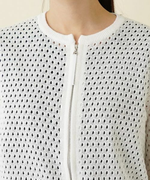 Leilian PLUS HOUSE / レリアンプラスハウス カーディガン・ボレロ | 【店舗人気】アイレット柄前ジップカーディガン | 詳細7