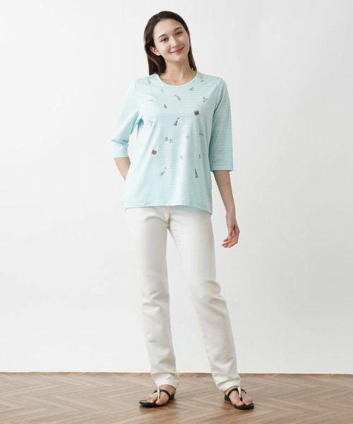 Leilian PLUS HOUSE / レリアンプラスハウス Tシャツ | 【店舗人気】7分袖ボーダーカットソー | 詳細13