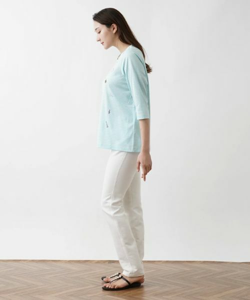 Leilian PLUS HOUSE / レリアンプラスハウス Tシャツ | 【店舗人気】7分袖ボーダーカットソー | 詳細14