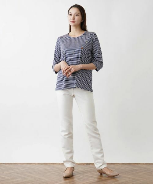 Leilian PLUS HOUSE / レリアンプラスハウス Tシャツ | 【店舗人気】7分袖ボーダーカットソー | 詳細16