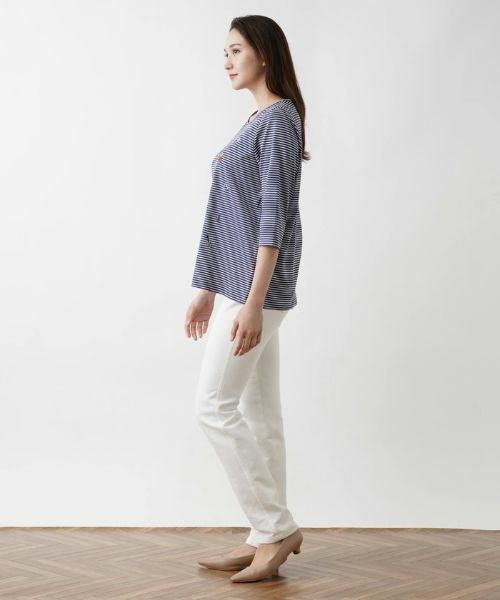 Leilian PLUS HOUSE / レリアンプラスハウス Tシャツ | 【店舗人気】7分袖ボーダーカットソー | 詳細17