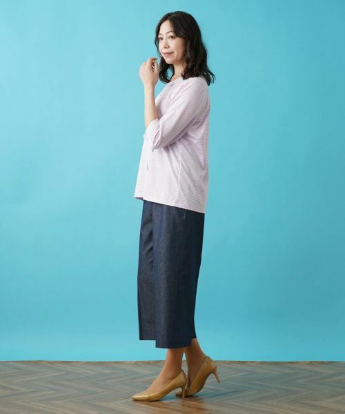 Leilian PLUS HOUSE / レリアンプラスハウス Tシャツ | 【店舗人気】7分袖ボーダーカットソー | 詳細2