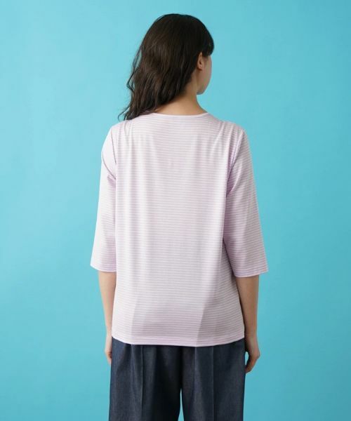 Leilian PLUS HOUSE / レリアンプラスハウス Tシャツ | 【店舗人気】7分袖ボーダーカットソー | 詳細6