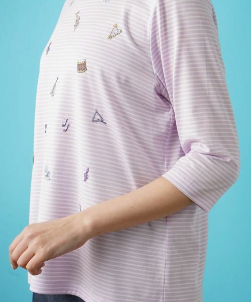 Leilian PLUS HOUSE / レリアンプラスハウス Tシャツ | 【店舗人気】7分袖ボーダーカットソー | 詳細9