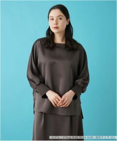 Leilian PLUS HOUSE / レリアンプラスハウス シャツ・ブラウス | 【セットアップ対応商品】サテンプルオーバーブラウス【BOURGE】