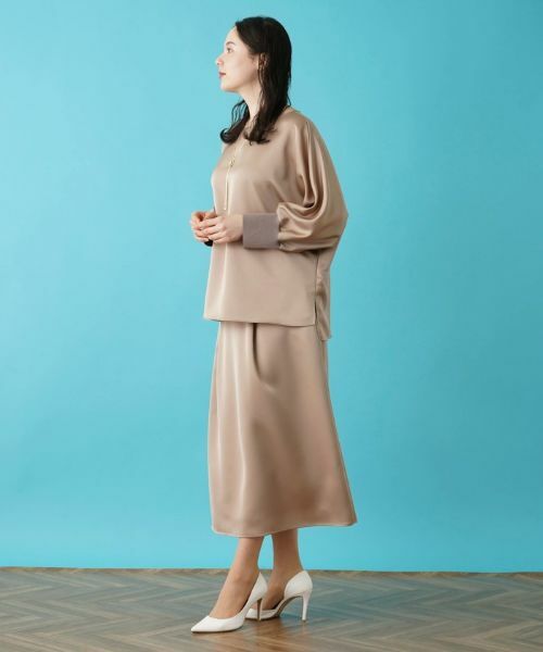 Leilian PLUS HOUSE / レリアンプラスハウス シャツ・ブラウス | 【セットアップ対応商品】サテンプルオーバーブラウス【BOURGE】 | 詳細3