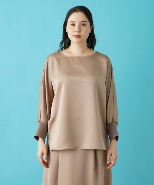 Leilian PLUS HOUSE / レリアンプラスハウス シャツ・ブラウス | 【セットアップ対応商品】サテンプルオーバーブラウス【BOURGE】 | 詳細5