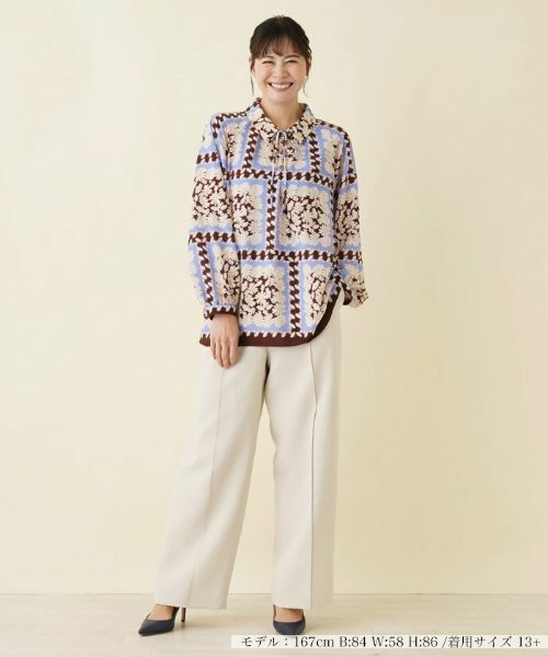 Leilian PLUS HOUSE / レリアンプラスハウス シャツ・ブラウス | ハーフプラケットブラウス【ROCHAS Premiere】【ERICA】 | 詳細1