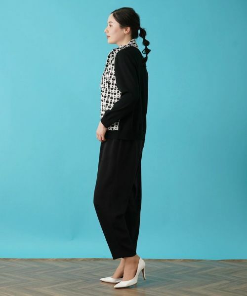 Leilian PLUS HOUSE / レリアンプラスハウス ニット・セーター | リボンタイ付きプリント切替えニット【ROCHAS Premiere】 | 詳細2