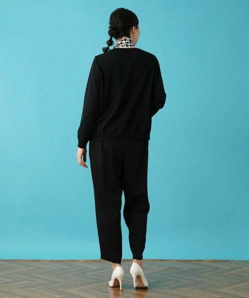 Leilian PLUS HOUSE / レリアンプラスハウス ニット・セーター | リボンタイ付きプリント切替えニット【ROCHAS Premiere】 | 詳細3