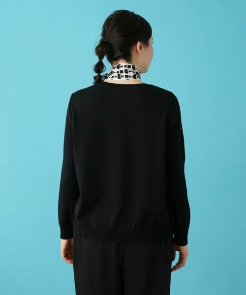 Leilian PLUS HOUSE / レリアンプラスハウス ニット・セーター | リボンタイ付きプリント切替えニット【ROCHAS Premiere】 | 詳細6