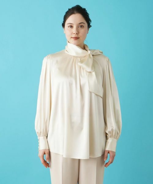 Leilian PLUS HOUSE / レリアンプラスハウス シャツ・ブラウス | スタンドカラーサテンブラウス【BOURGE】 | 詳細20