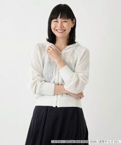 Leilian PLUS HOUSE / レリアンプラスハウス カーディガン・ボレロ | メッシュ編みジップアップパーカー【BOURGE】