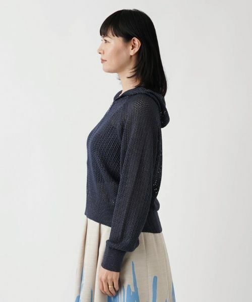 Leilian PLUS HOUSE / レリアンプラスハウス カーディガン・ボレロ | メッシュ編みジップアップパーカー【BOURGE】 | 詳細13