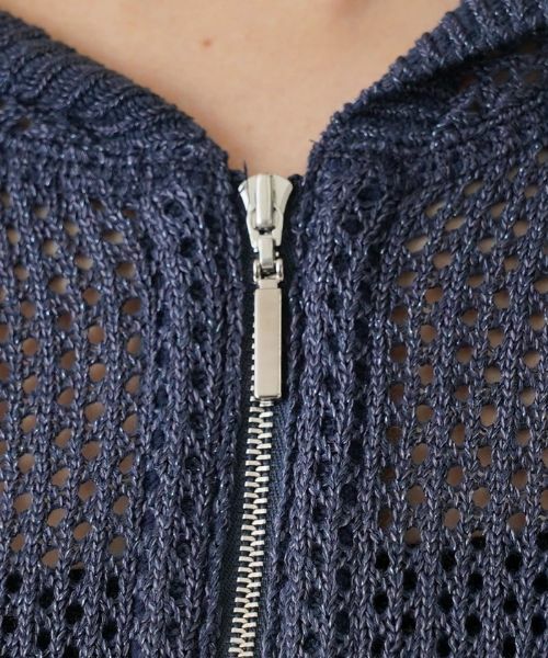 Leilian PLUS HOUSE / レリアンプラスハウス カーディガン・ボレロ | メッシュ編みジップアップパーカー【BOURGE】 | 詳細16
