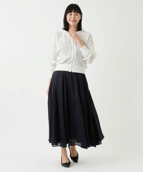 Leilian PLUS HOUSE / レリアンプラスハウス カーディガン・ボレロ | メッシュ編みジップアップパーカー【BOURGE】 | 詳細21