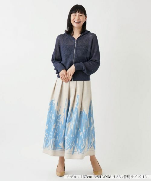 Leilian PLUS HOUSE / レリアンプラスハウス カーディガン・ボレロ | メッシュ編みジップアップパーカー【BOURGE】 | 詳細9