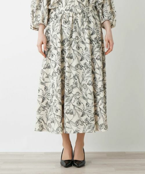 Leilian PLUS HOUSE / レリアンプラスハウス ミニ・ひざ丈スカート | プリントロングフレアスカート【BOURGE】 | 詳細5