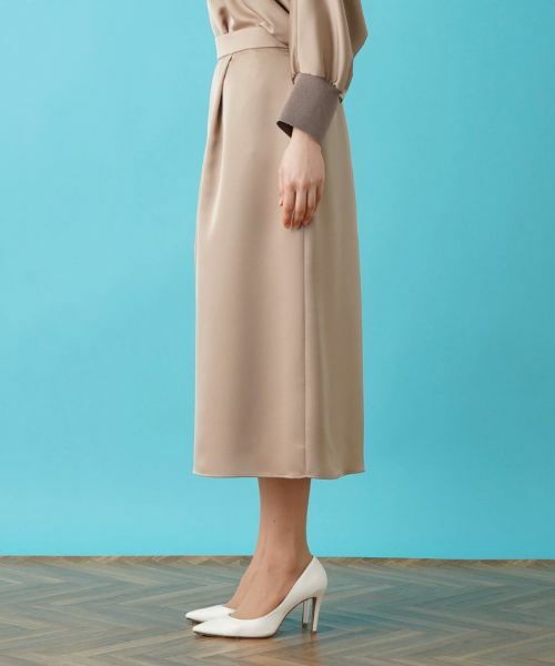 Leilian PLUS HOUSE / レリアンプラスハウス ミニ・ひざ丈スカート | 【セットアップ対応商品】サテンフレアスカート【BOURGE】 | 詳細10
