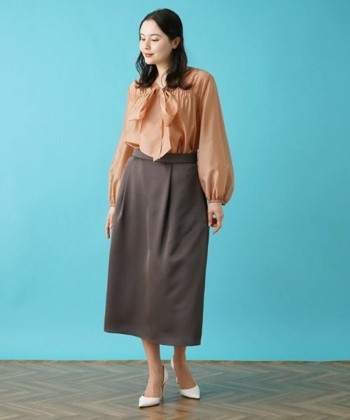 Leilian PLUS HOUSE / レリアンプラスハウス ミニ・ひざ丈スカート | 【セットアップ対応商品】サテンフレアスカート【BOURGE】 | 詳細17