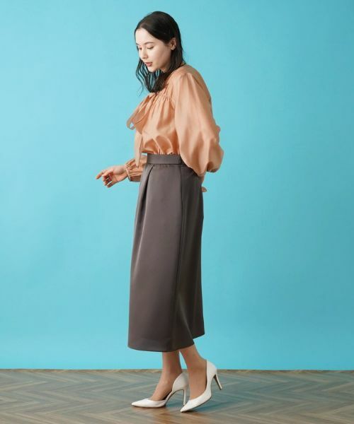 Leilian PLUS HOUSE / レリアンプラスハウス ミニ・ひざ丈スカート | 【セットアップ対応商品】サテンフレアスカート【BOURGE】 | 詳細18