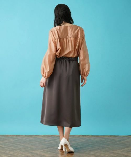 Leilian PLUS HOUSE / レリアンプラスハウス ミニ・ひざ丈スカート | 【セットアップ対応商品】サテンフレアスカート【BOURGE】 | 詳細19