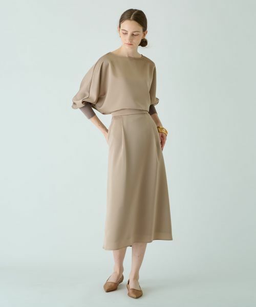Leilian PLUS HOUSE / レリアンプラスハウス ミニ・ひざ丈スカート | 【セットアップ対応商品】サテンフレアスカート【BOURGE】 | 詳細3
