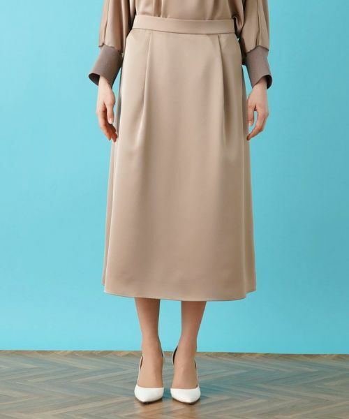Leilian PLUS HOUSE / レリアンプラスハウス ミニ・ひざ丈スカート | 【セットアップ対応商品】サテンフレアスカート【BOURGE】 | 詳細9