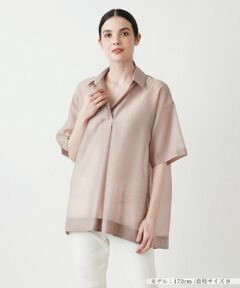 Leilian PLUS HOUSE / レリアンプラスハウス シャツ・ブラウス | 半袖スキッパーブラウス【Leilian WHITE LABEL】【BOURGE】