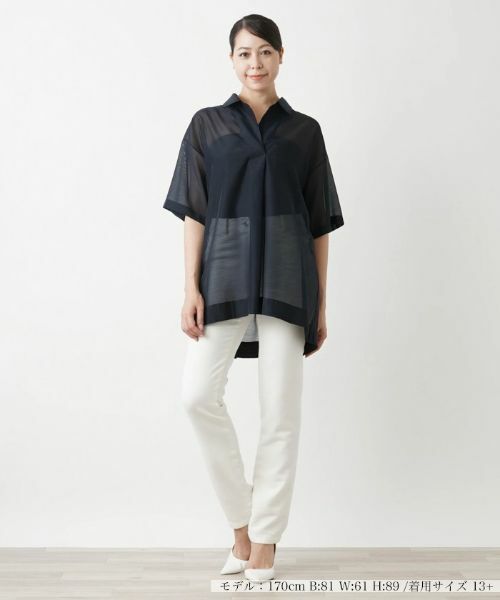 Leilian PLUS HOUSE / レリアンプラスハウス シャツ・ブラウス | 半袖スキッパーブラウス【Leilian WHITE LABEL】【BOURGE】 | 詳細1