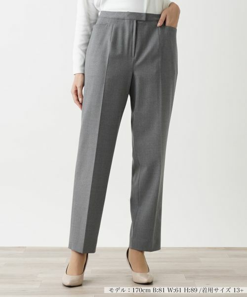 Leilian PLUS HOUSE/レリアンプラスハウス テーパードパンツ グレー系 13+ Leilian PLUS HOUSE/レリアンプラスハウス テーパードパンツ グレー系 13+