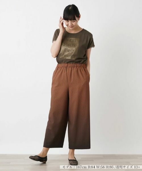 Leilian PLUS HOUSE / レリアンプラスハウス その他パンツ | 小紋柄クロップドワイドパンツ | 詳細1