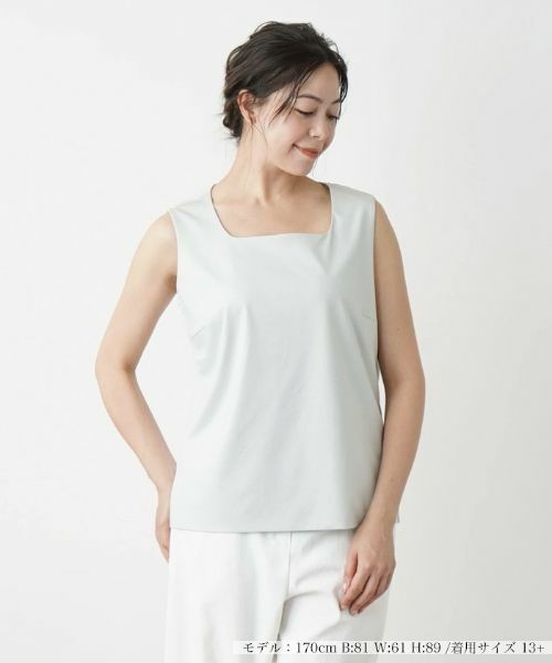 Leilian PLUS HOUSE/レリアンプラスハウス 【店舗人気】ノースリーブカットソー ライトグレー 15+ Leilian PLUS HOUSE/レリアンプラスハウス 【店舗人気】ノースリーブカットソー ライトグレー 15+