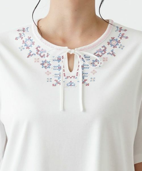 Leilian PLUS HOUSE / レリアンプラスハウス カットソー | 刺繍半袖プルオーバー | 詳細7