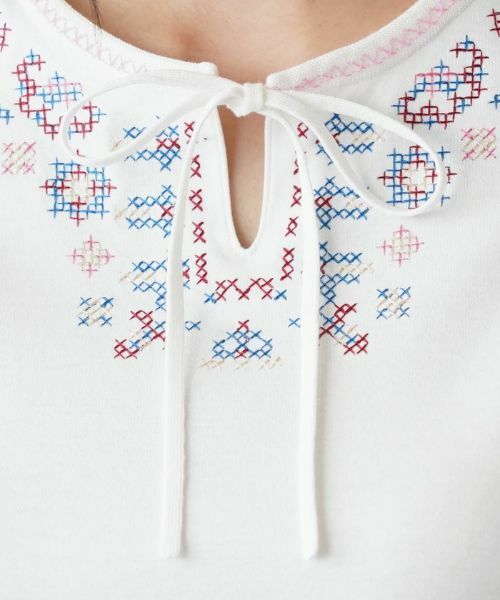 Leilian PLUS HOUSE / レリアンプラスハウス カットソー | 刺繍半袖プルオーバー | 詳細8