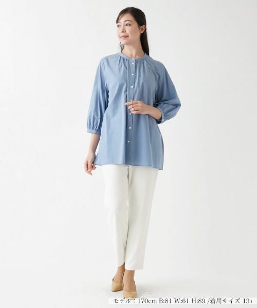 Leilian PLUS HOUSE / レリアンプラスハウス シャツ・ブラウス | ７分丈バンドカラーブラウス | 詳細1